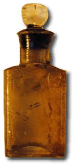 A still-sealed bottle holds an as-yet-unidentified perfume