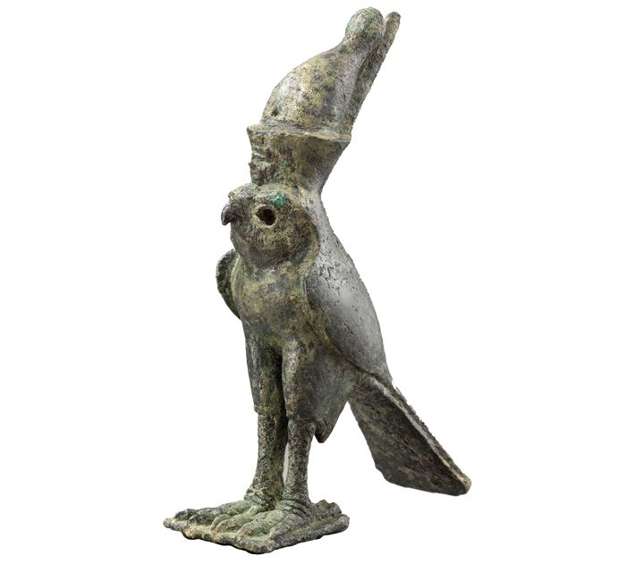 Ugarit Bronze Falcon God Figurine short