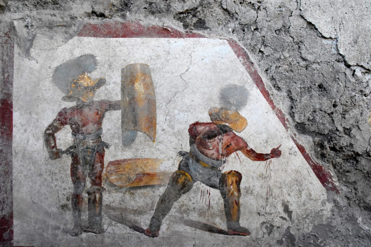 Italy Pompeii Gladiator Fresco 