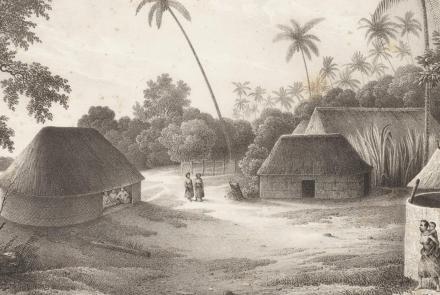 Tonga Village Engraving