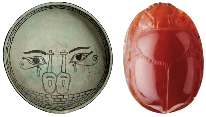 Ugarit Bowl Egyptian Motifs Carnelian Scarab Combo