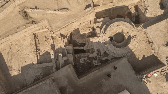 Aerial view of a newly discovered Buddhist stupa in Barikot, Pakistan (Copyright ISMEO)