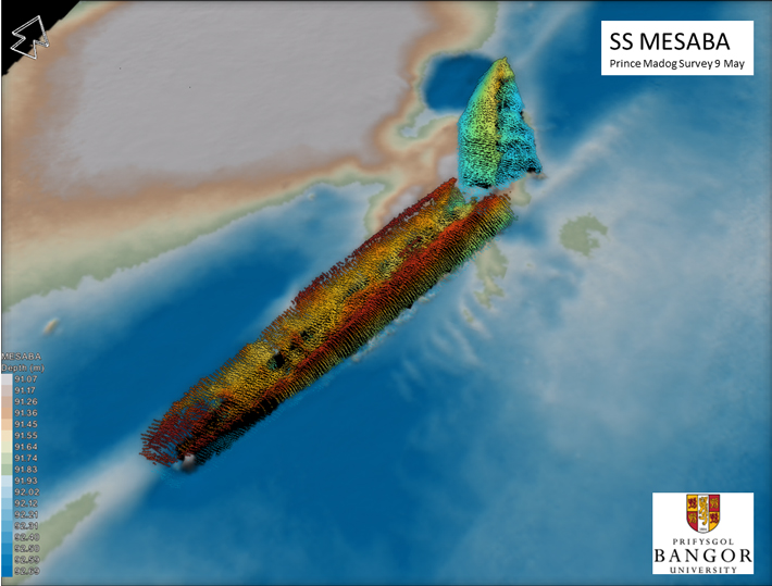 Sonar scan of the newly identified SS Mesaba, which was sunk by a torpedo in the Irish Sea in September 1918 (Courtesy Innes McCartney)