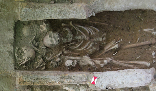  Excavators found a sixth-century A.D. skeleton in one of the bath complexes’ pools, evidence of the site’s continued occupation after the Roman period and reuse of its major structures.