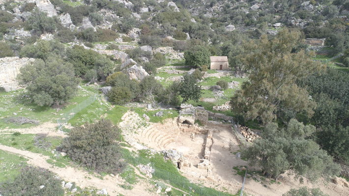 Aerial view of odeon ruins, Lissos, Crete (Hellenic Ministry of Culture and Sports/Hellenic Organization of Cultural Resources Development)