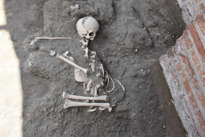 Pompeii child skeleton wall