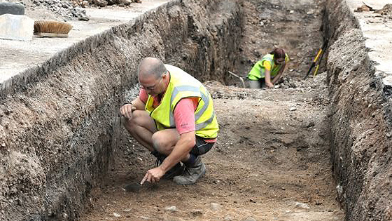 In September 2012, University of Leicester archaeologists searching for Richard III's remains began digging trenches beneath one of the city's parking lots. (Courtesy University of Leicester)