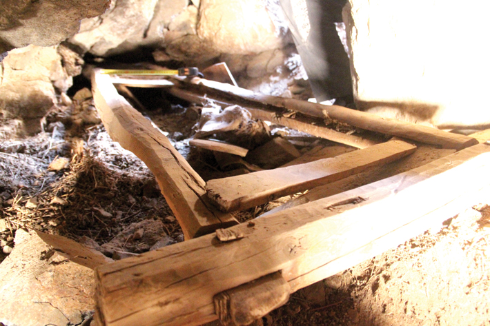 The man’s remains and many artifacts were found inside this wooden coffin.