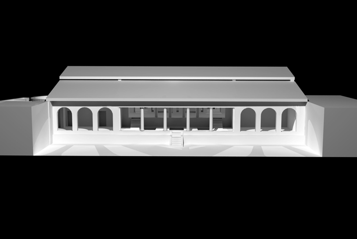 A theoretical reconstruction of one of the terraces on which the monumental entrance into the Villa of Augustus was constructed
