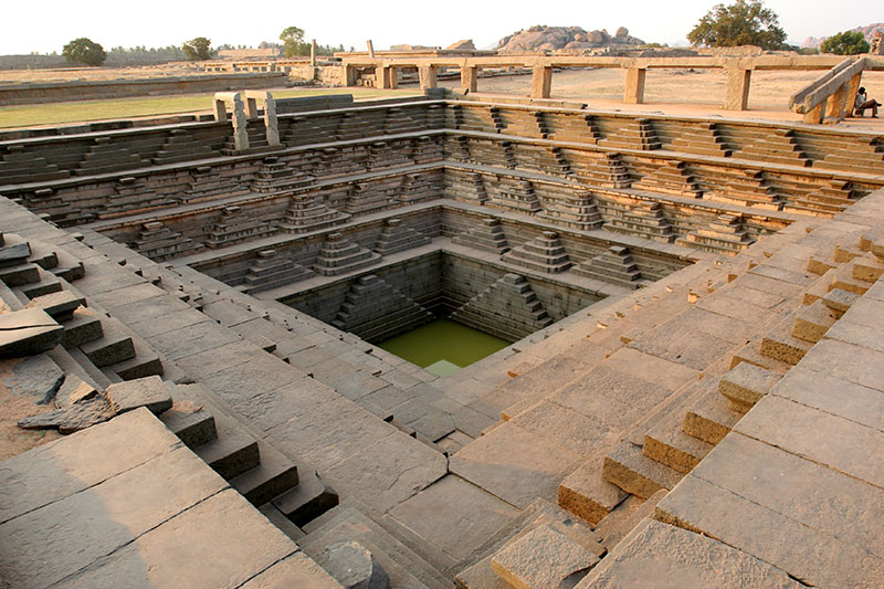 Stepped tank in the Royal Center of Hampi, discovered in the 1950s and part of what has come to be called the “noblemen’s quarter” 